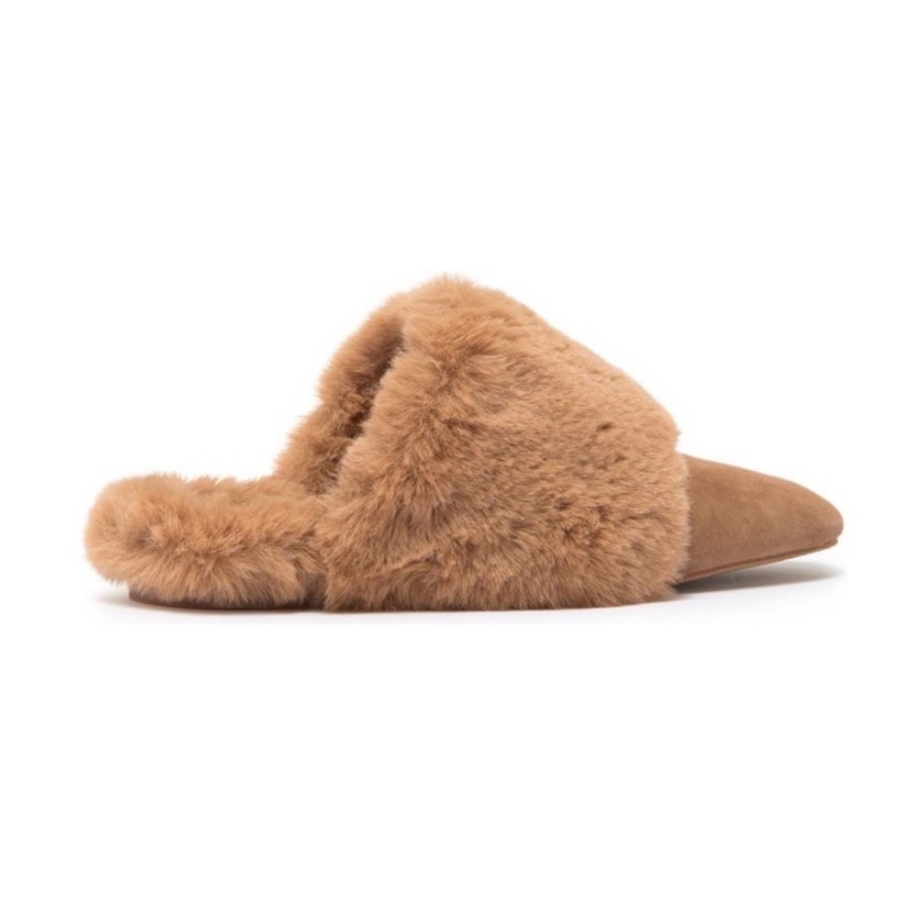Stuart Weitzman Edie Chill Faux Fur Trimmed Mule